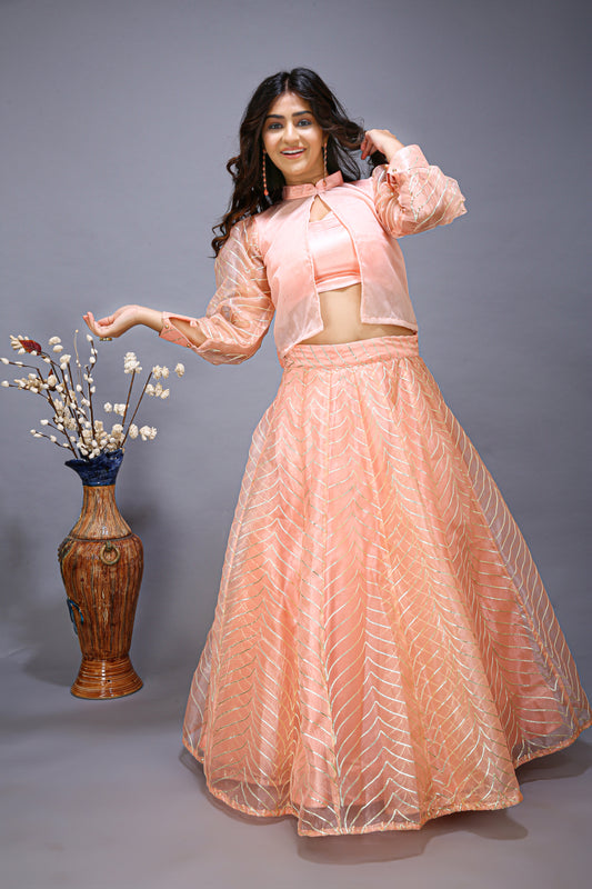 Lehenga Choli With Stylist Shrug