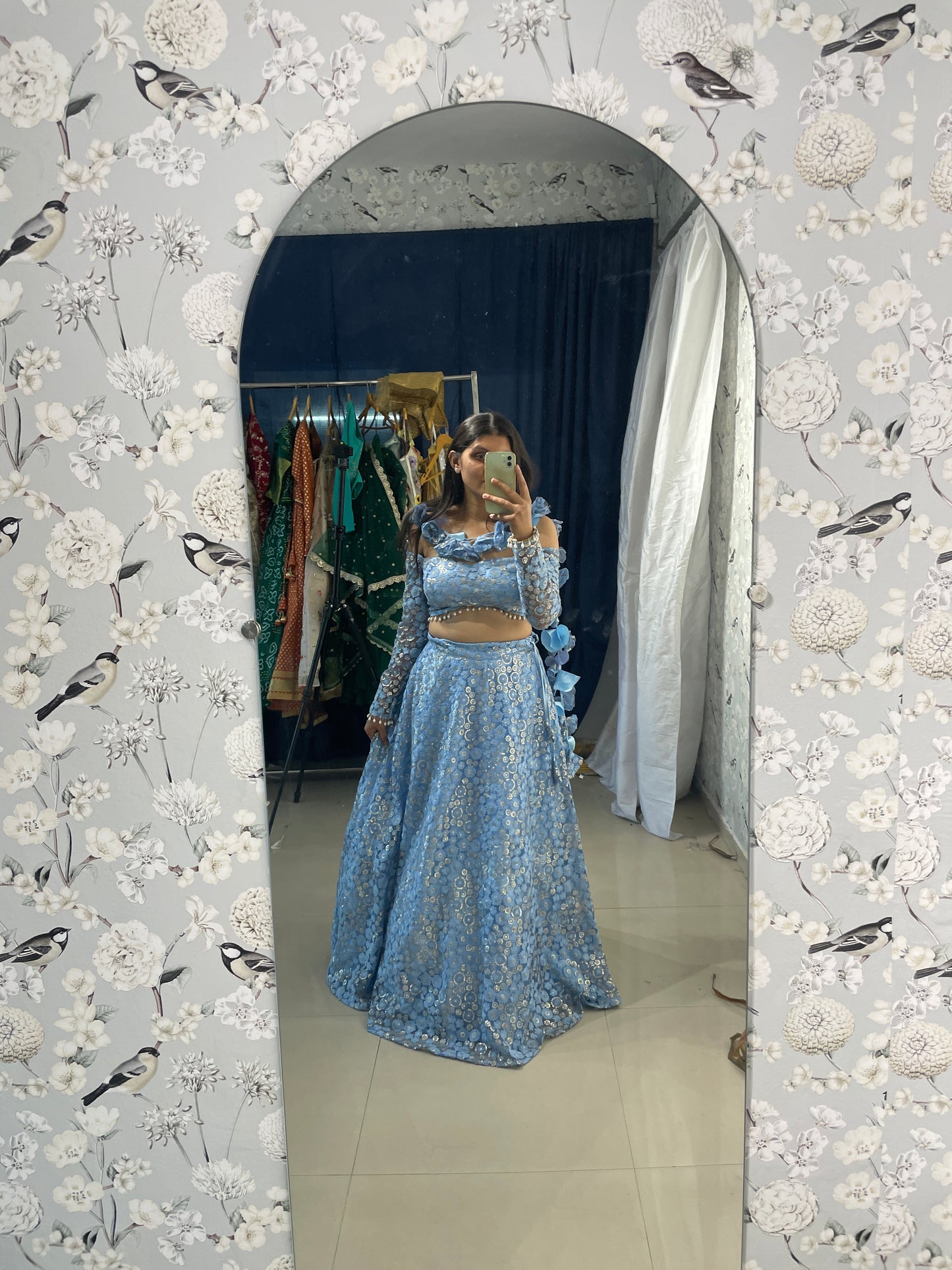 Skyblue Lucknowy lehenga
