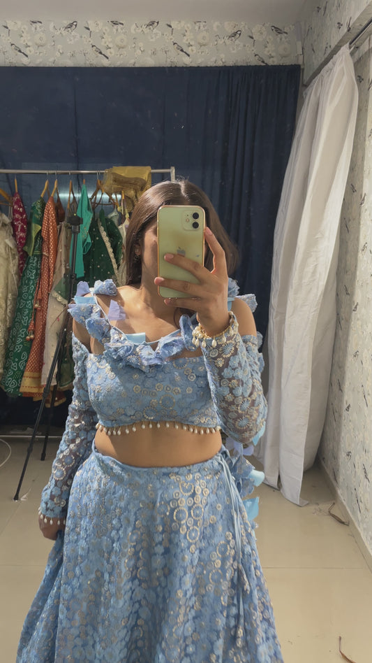 Skyblue Lucknowy lehenga