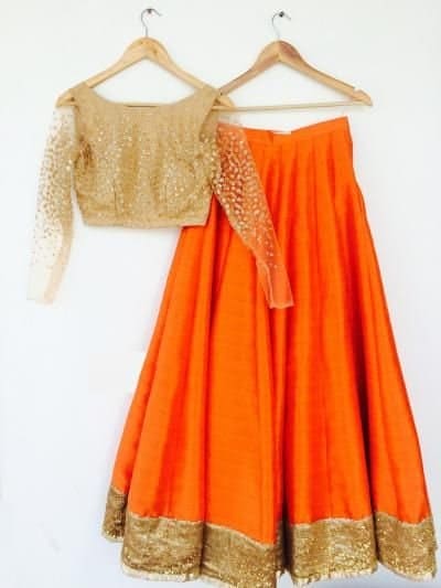 Orange lengha Designer Wedding party wear chania choli for women Lehenga choli Blouse Dupattas Kids lengha Function wear Indian style choli
