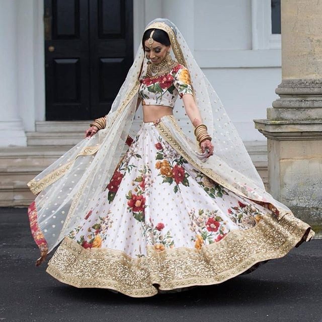 Silk White embroidered Lehenga choli party wear Indian dress for Women Arisen