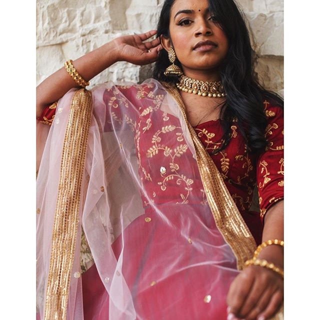 Red Designer gown lengha lehenga Indian ethnic traditional wear Indian Suit Chania choli Party wear Pink dress Wedding wear Function 1
