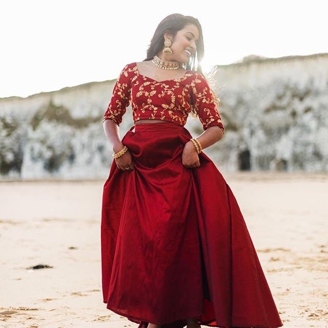 Red Designer gown lengha lehenga Indian ethnic traditional wear Indian Suit Chania choli Party wear Pink dress Wedding wear Function 1