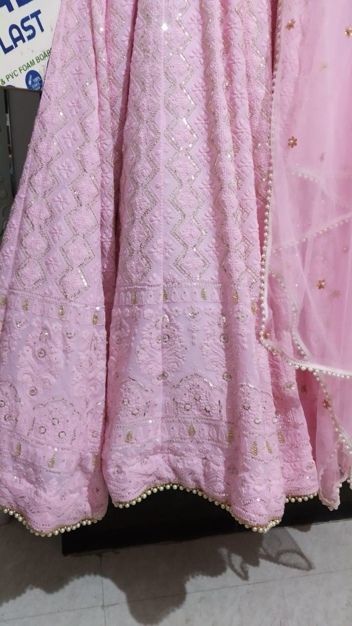 Pink designer gown lengha lehenga Indian ethnic traditional wear Indian Suit Chania choli Party wear Yellow dress Wedding wear Function 1