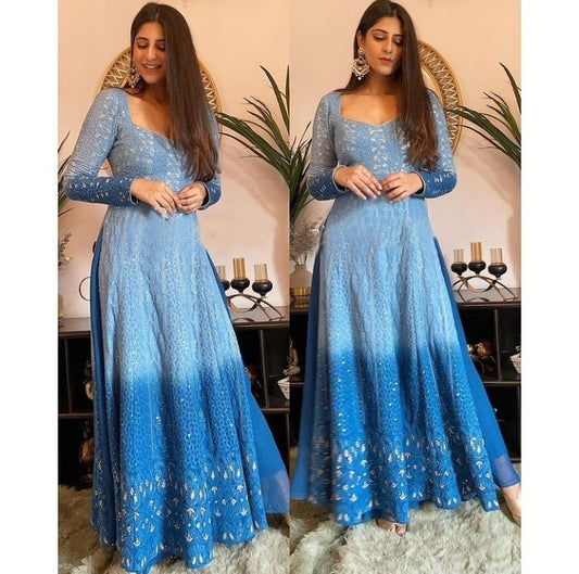 Chikan work Latest Designer Long Gown for Women and Girls for wedding party wear Indian Suit Indian Gowns Pakistani suit Lehenga choli saree