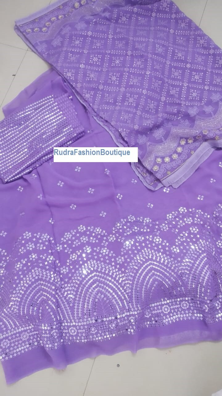 Embroidered Indian Fabric saree Blouse Indian dress Material Floral Embroidery Dupatta Lehenga choli fabric gown materail blouse one yard 1