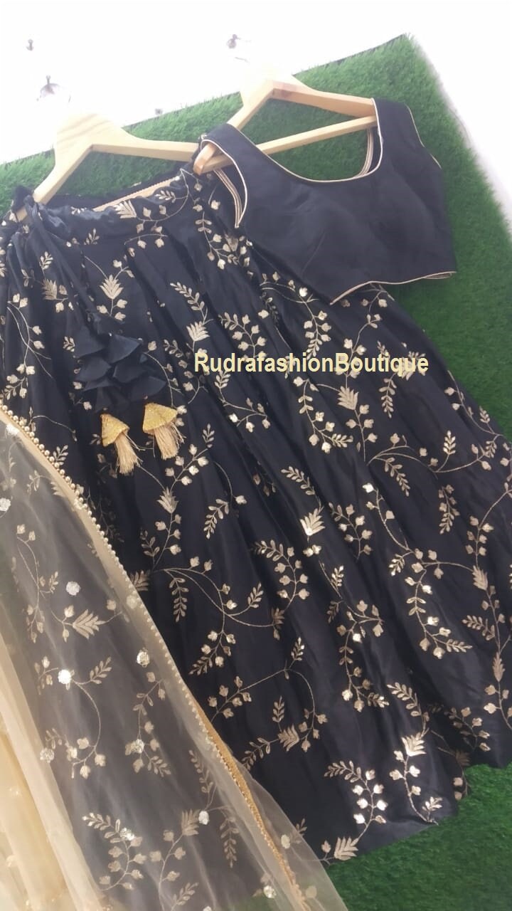 Black lehenga choli Wedding wear chania choli Designer lenga choli for women exclusive party wear lengha indian traditional lenga choli 1