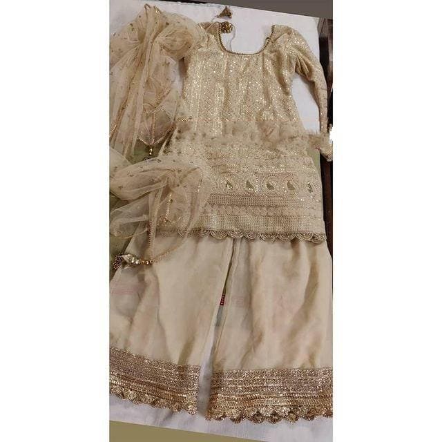 Light Peach Designer gown Lengha Sharara Indian Ethnic traditional wear Indian Suit Chania choli party wear Yellow dress Wedding wear 4