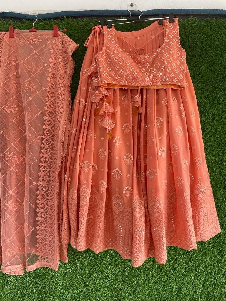 Chikankari lehenga choli with Dupatta Indian Wedding dress lehenga choli Lengha Traditonal lehenga Ethnic wear bridesmaid dresses ghagra 1