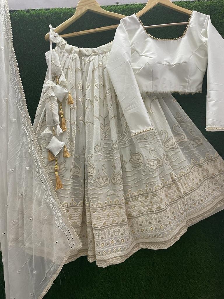 Chikankari Blouse with net dupatta and Silk lehenga with gold trims Indian Lenhga Lenga Choli Indian Dress Anarkali Suit Lehengha choli sari