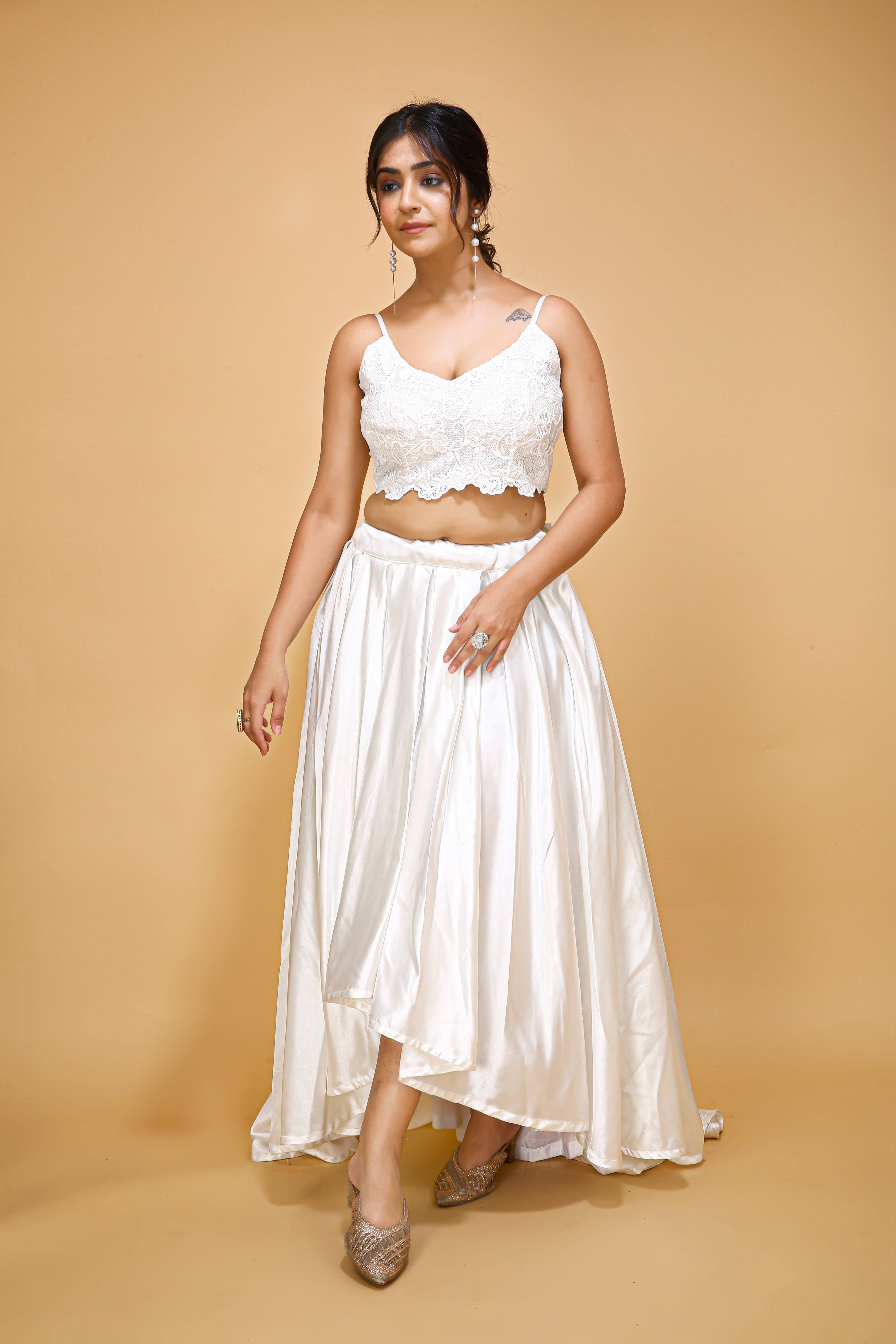 High Low Ivory Skirt