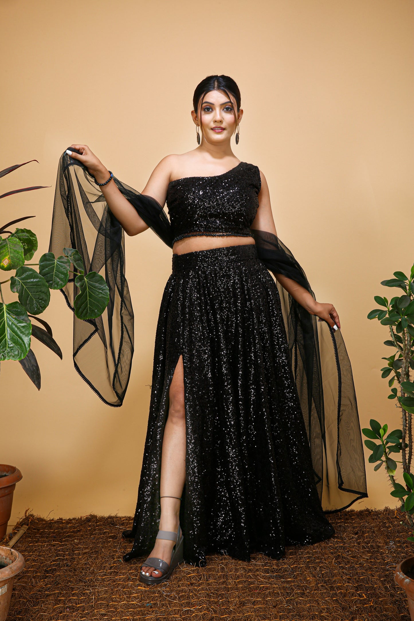 Black Party wear Lehenga for women