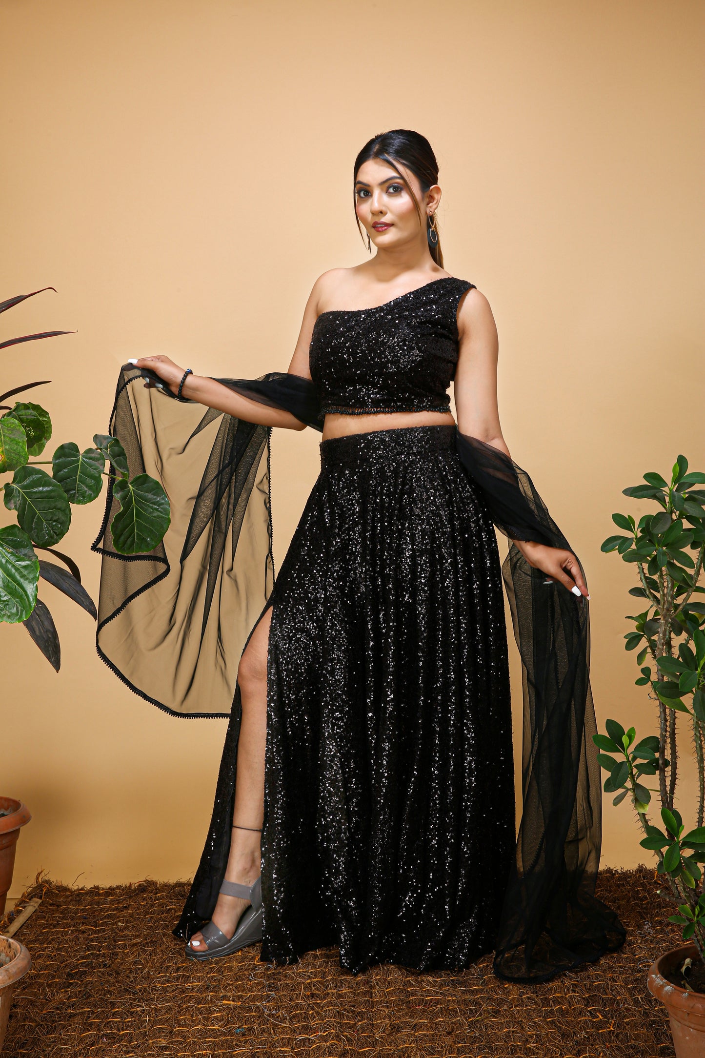 Black Party wear Lehenga for women