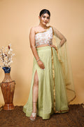 One Shoulder Slit Lehenga Choli