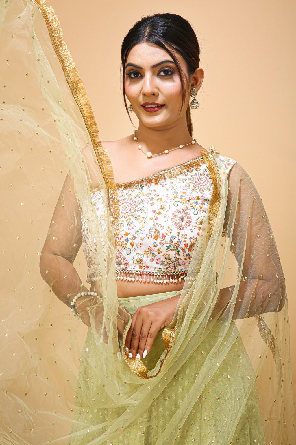 One Shoulder Slit Lehenga Choli