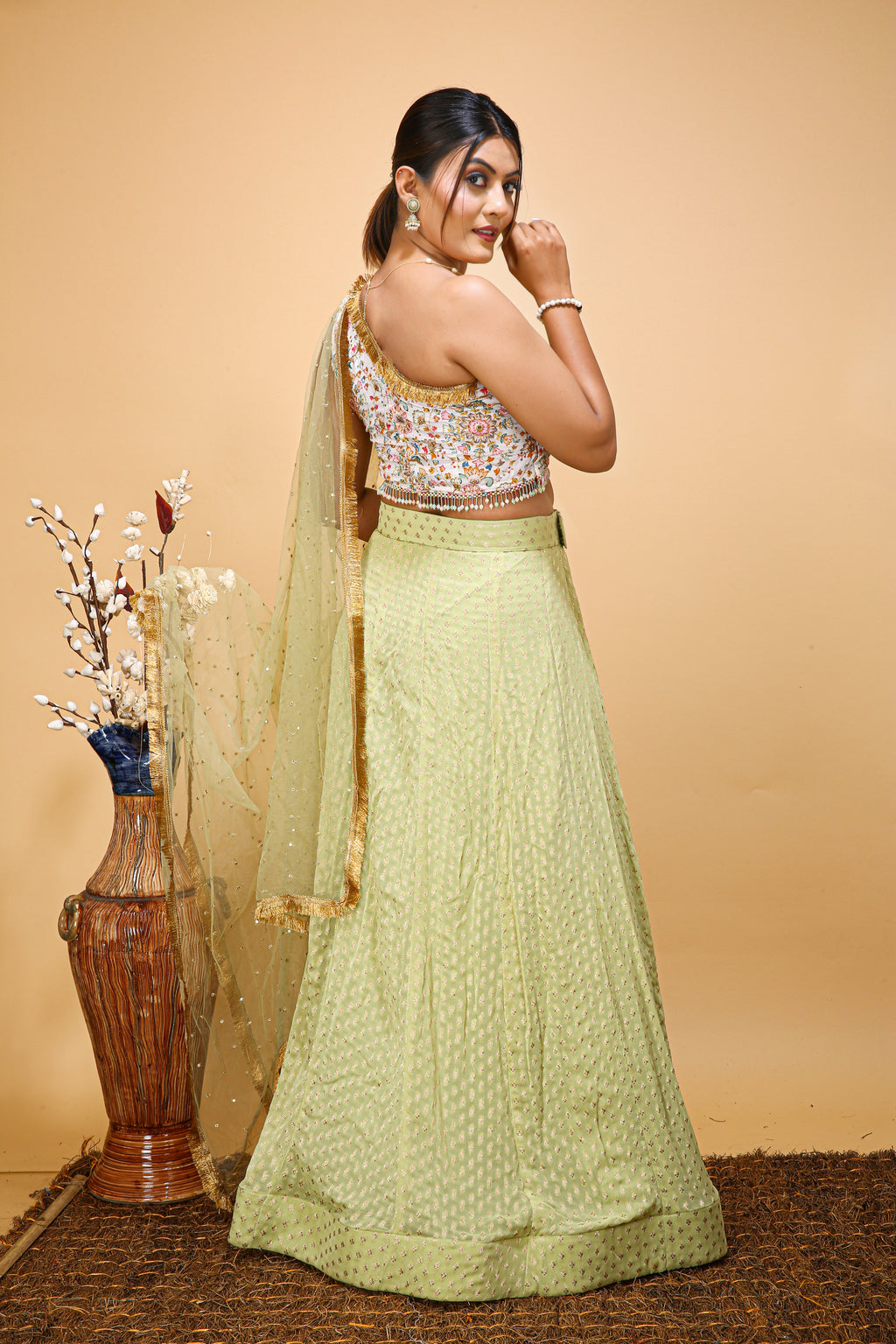 One Shoulder Slit Lehenga Choli