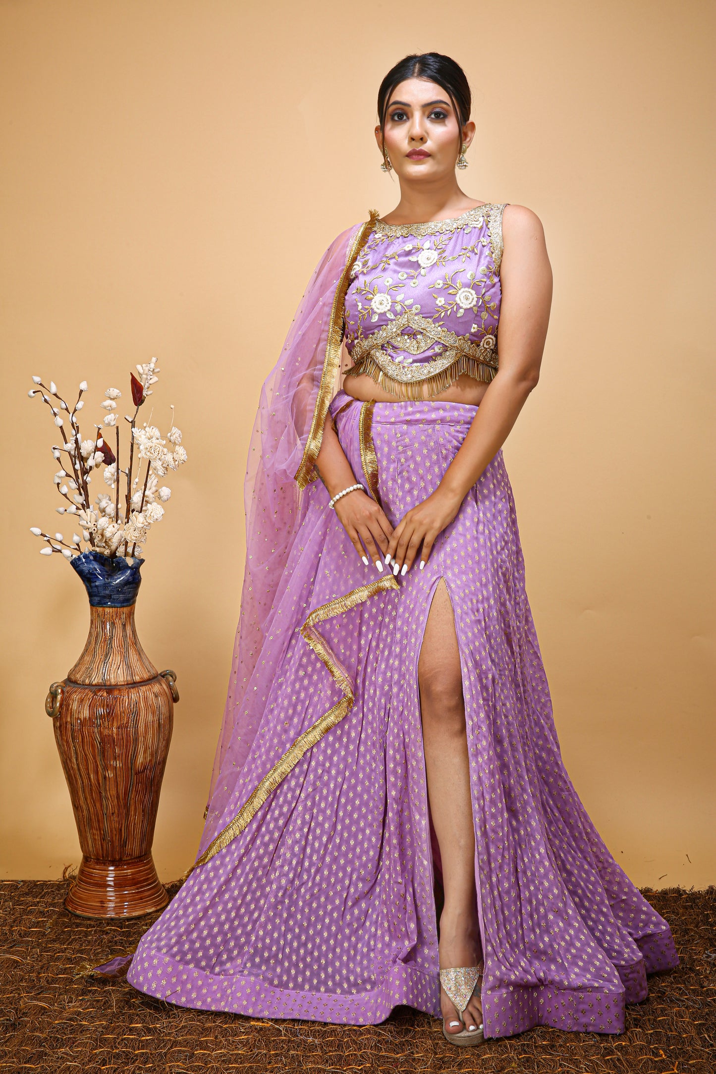 Mesmerizing Lavender Georgette Lehenga Choli