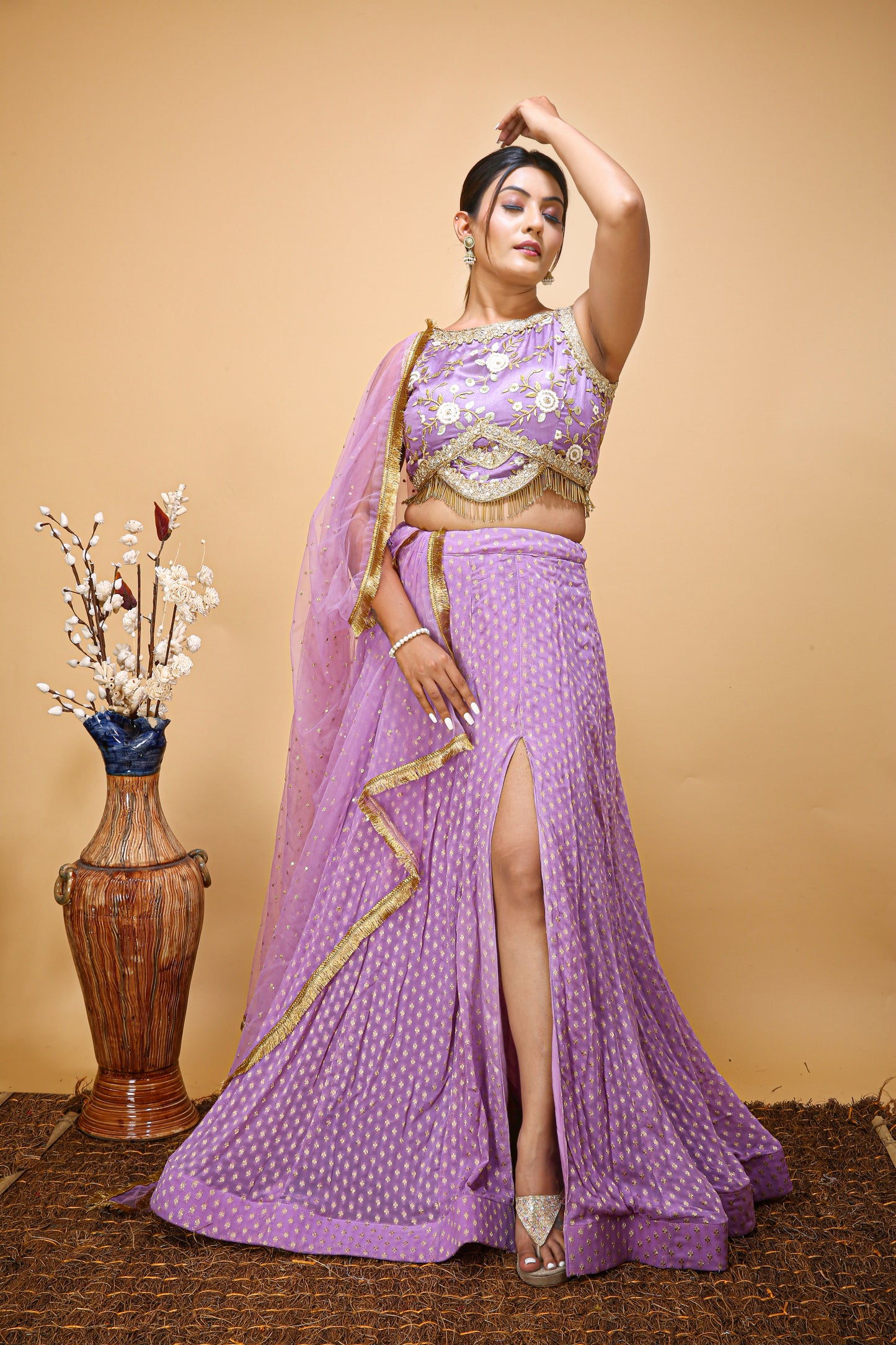 Mesmerizing Lavender Georgette Lehenga Choli