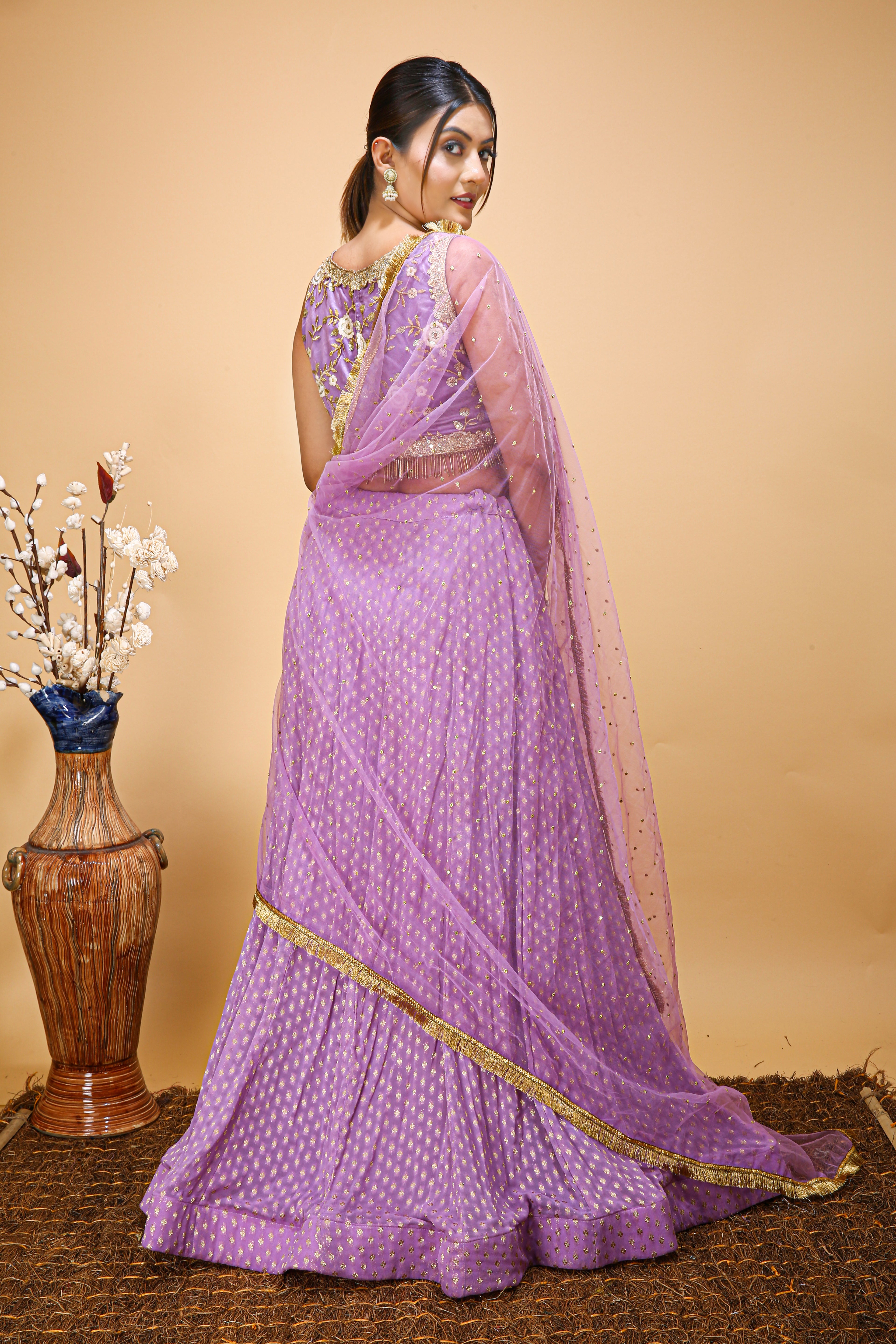 Mesmerizing Lavender Georgette Lehenga Choli