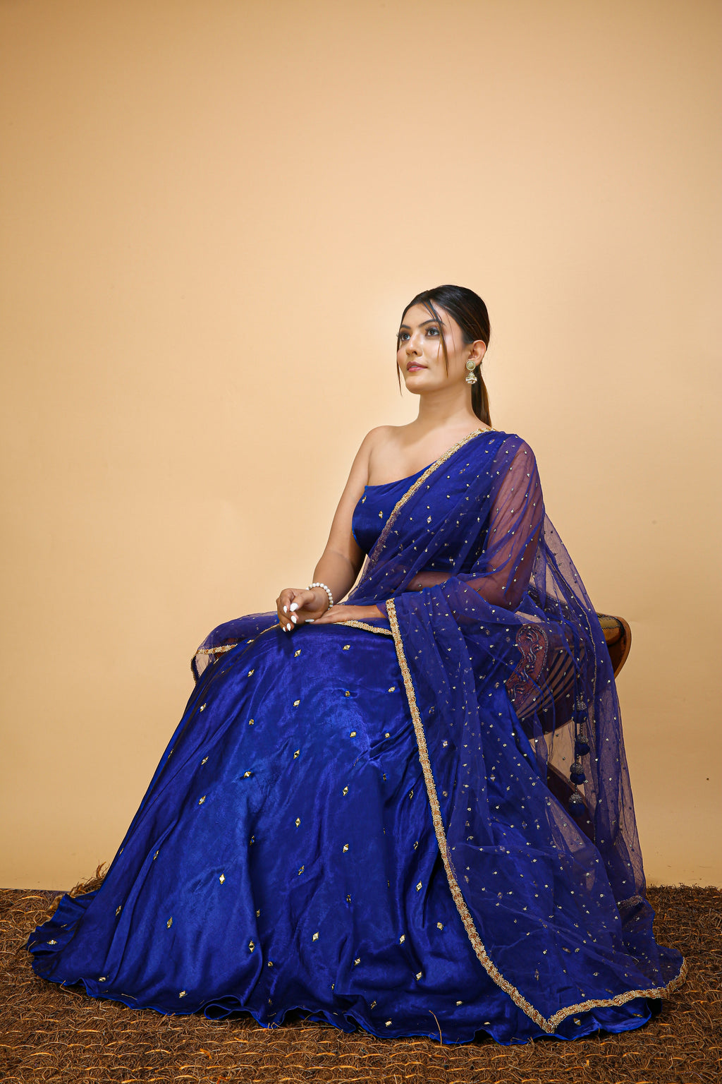 Royal Blue Stylist One Shoulder Lehnga Choli