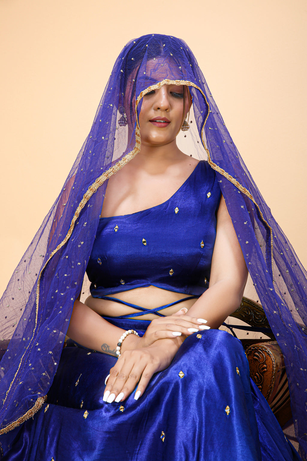 Royal Blue Stylist One Shoulder Lehnga Choli