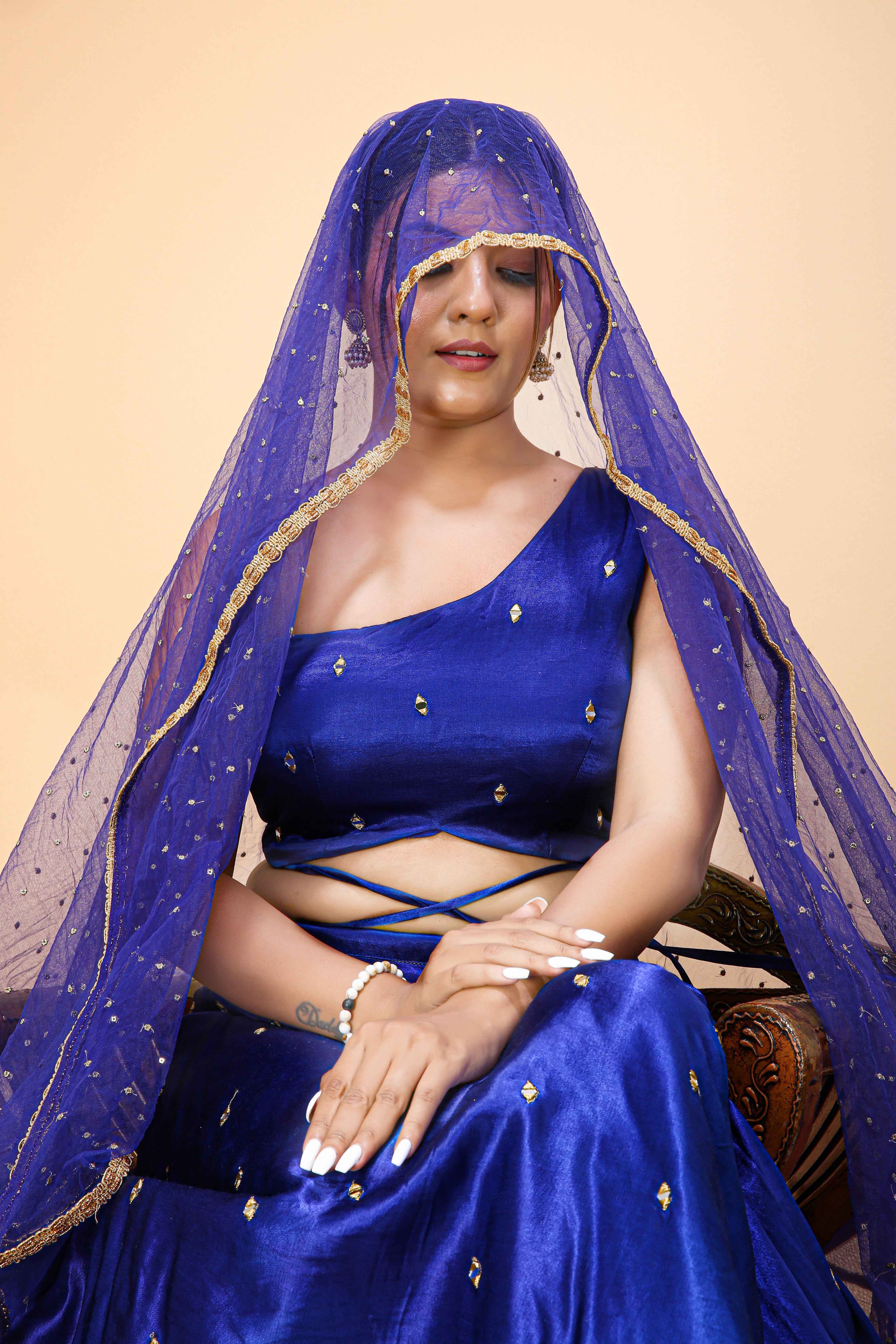 Royal Blue Stylist One Shoulder Lehnga Choli