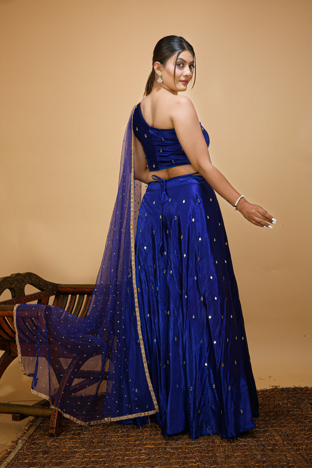 Royal Blue Stylist One Shoulder Lehnga Choli