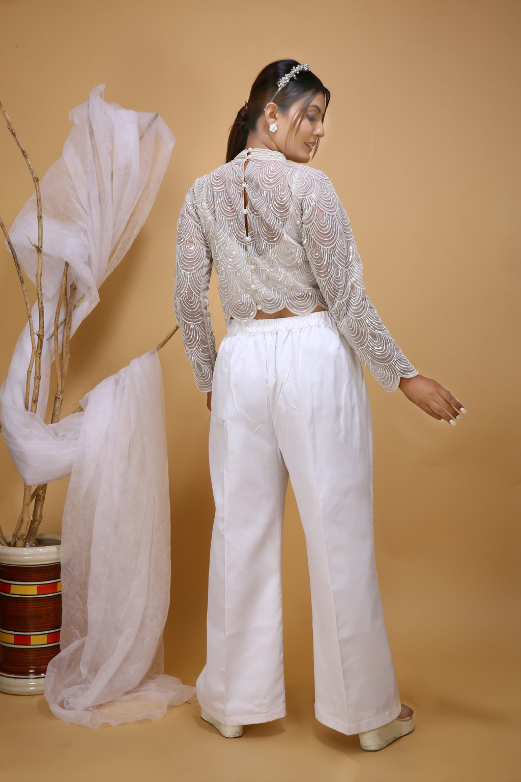 Sheer Tulle topper with Long sleeves