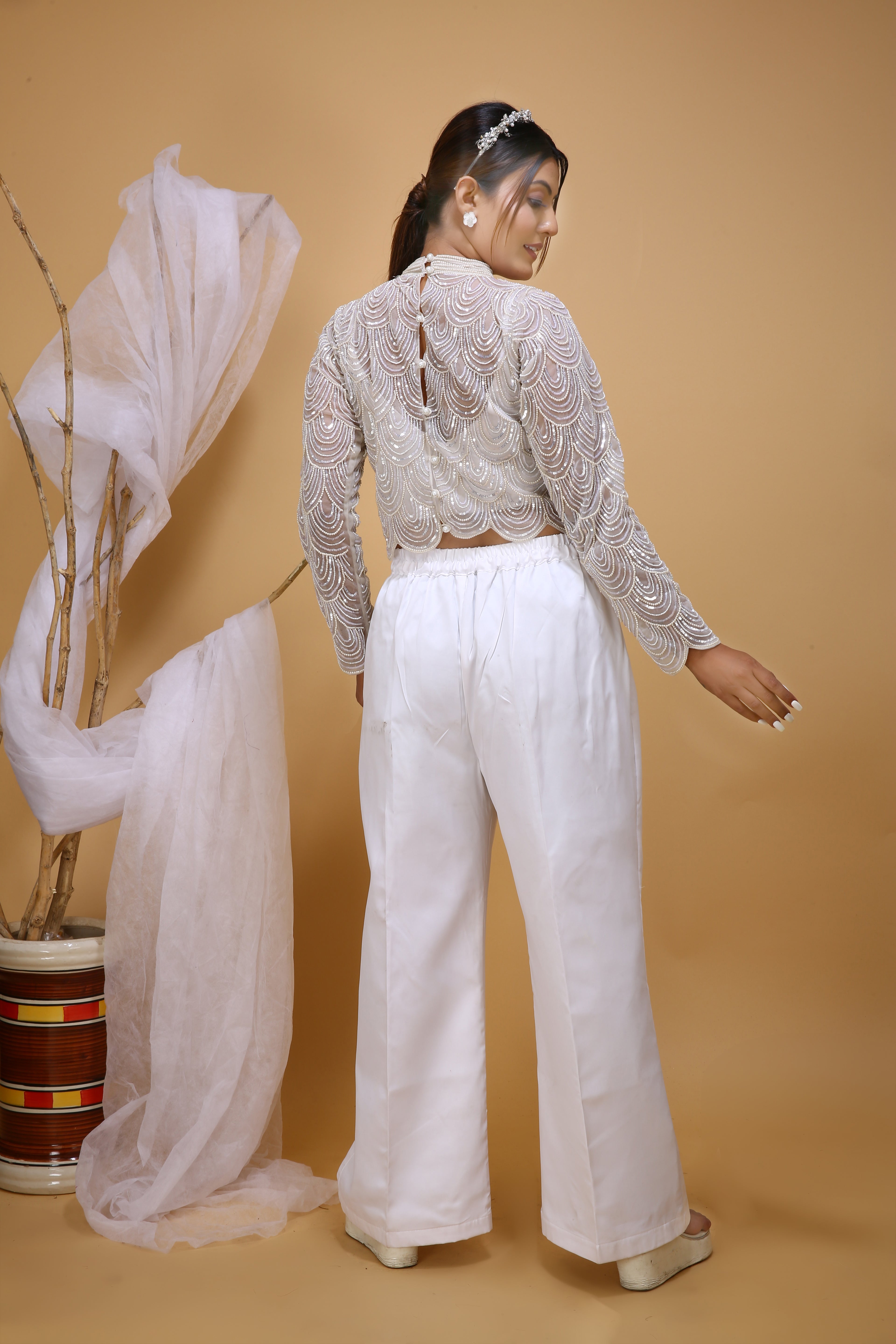 Sheer Tulle topper with Long sleeves