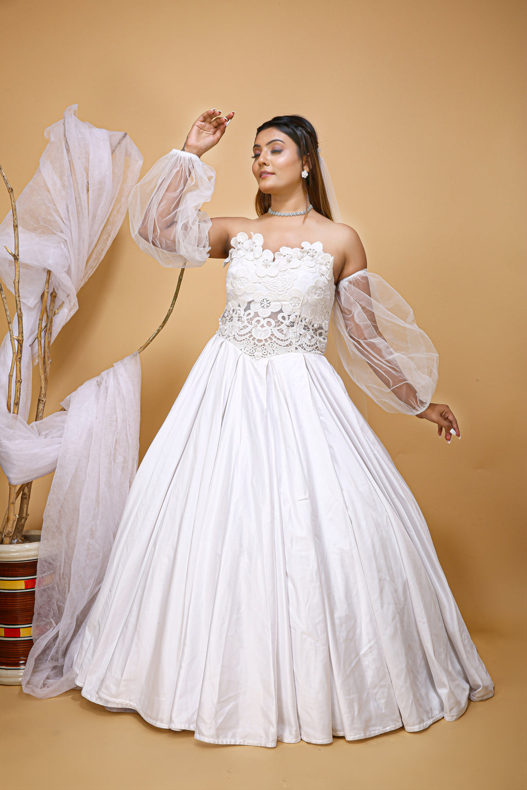 Sweetheart Wedding Dress With 3D Flowers