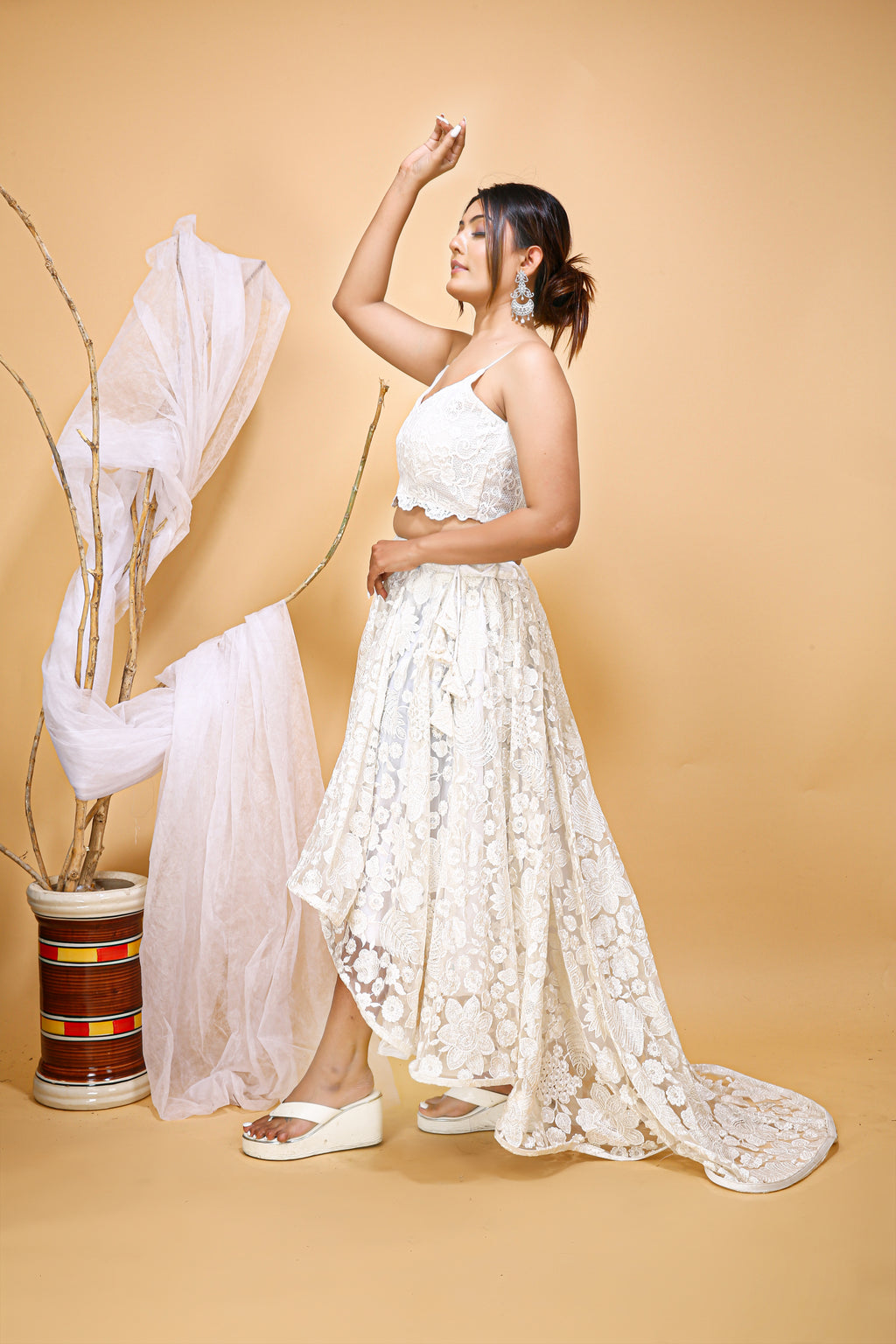 High Low Ivory Skirt