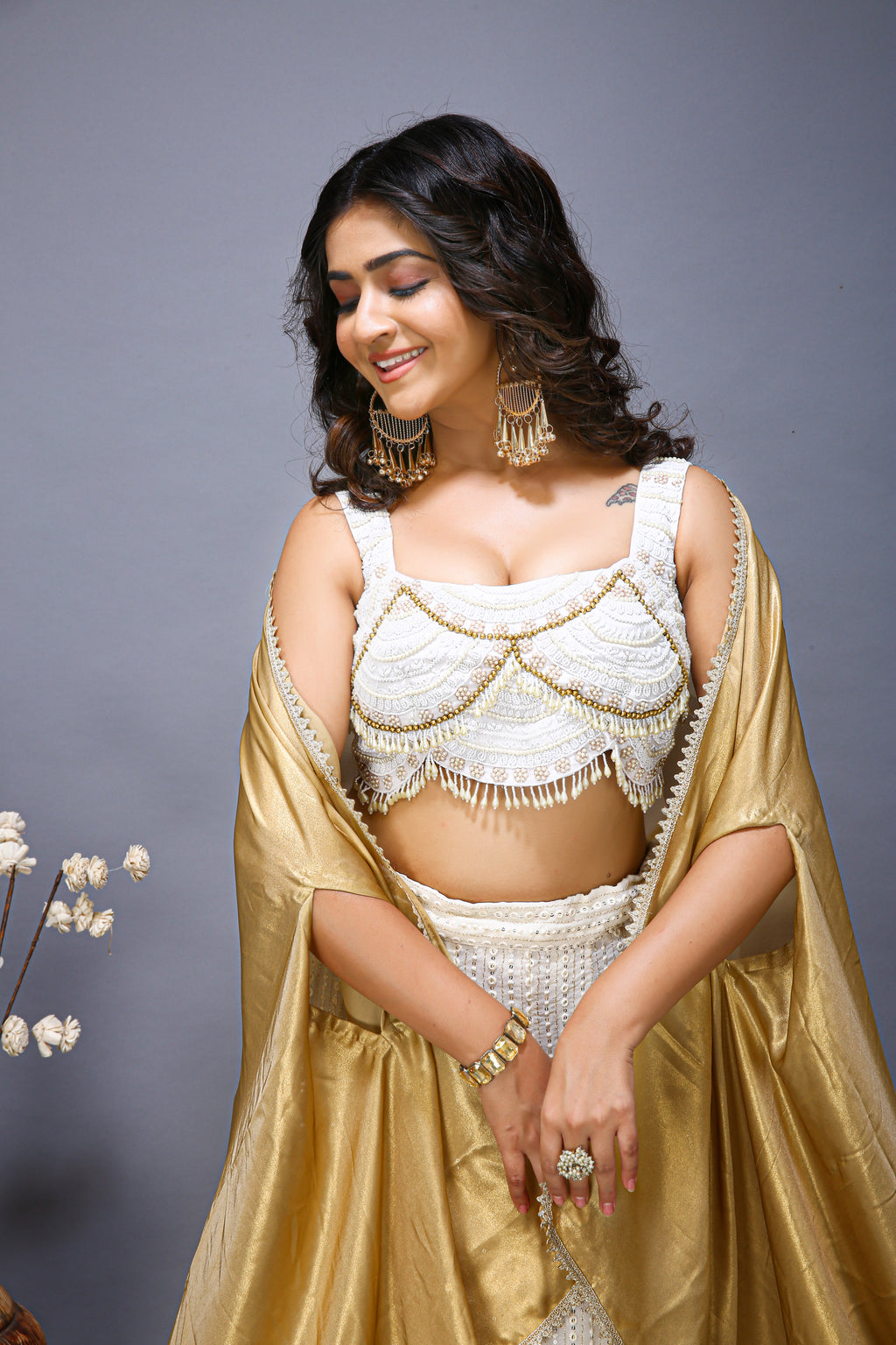 White Lehenga Choli - top view