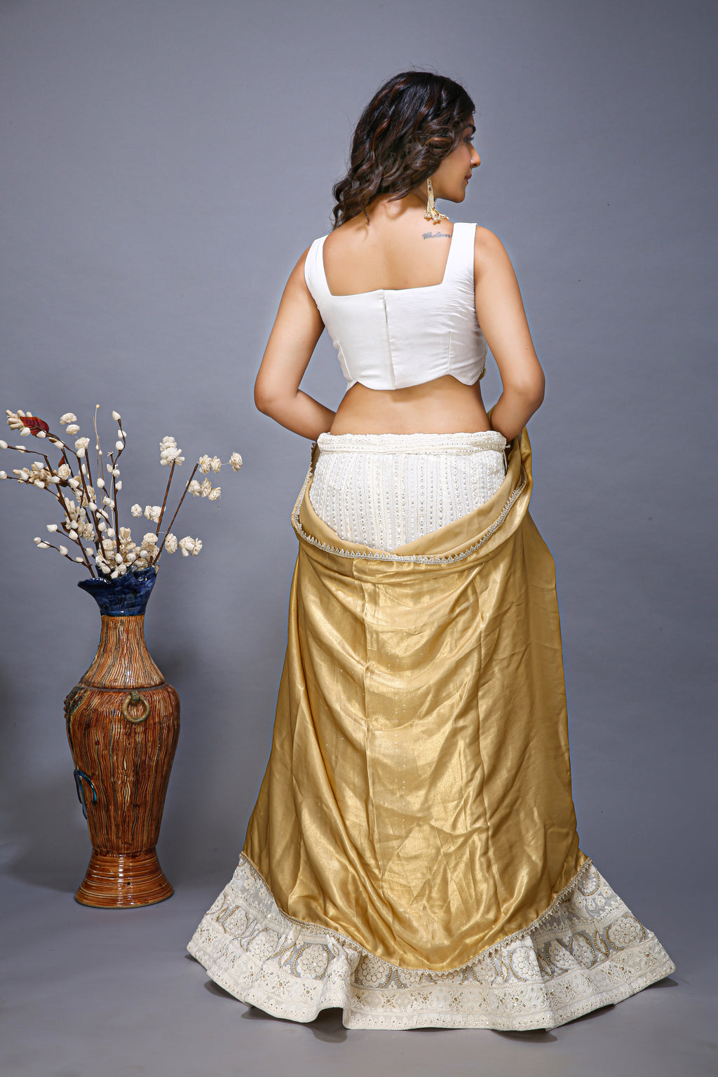 White Lehenga Choli - back view