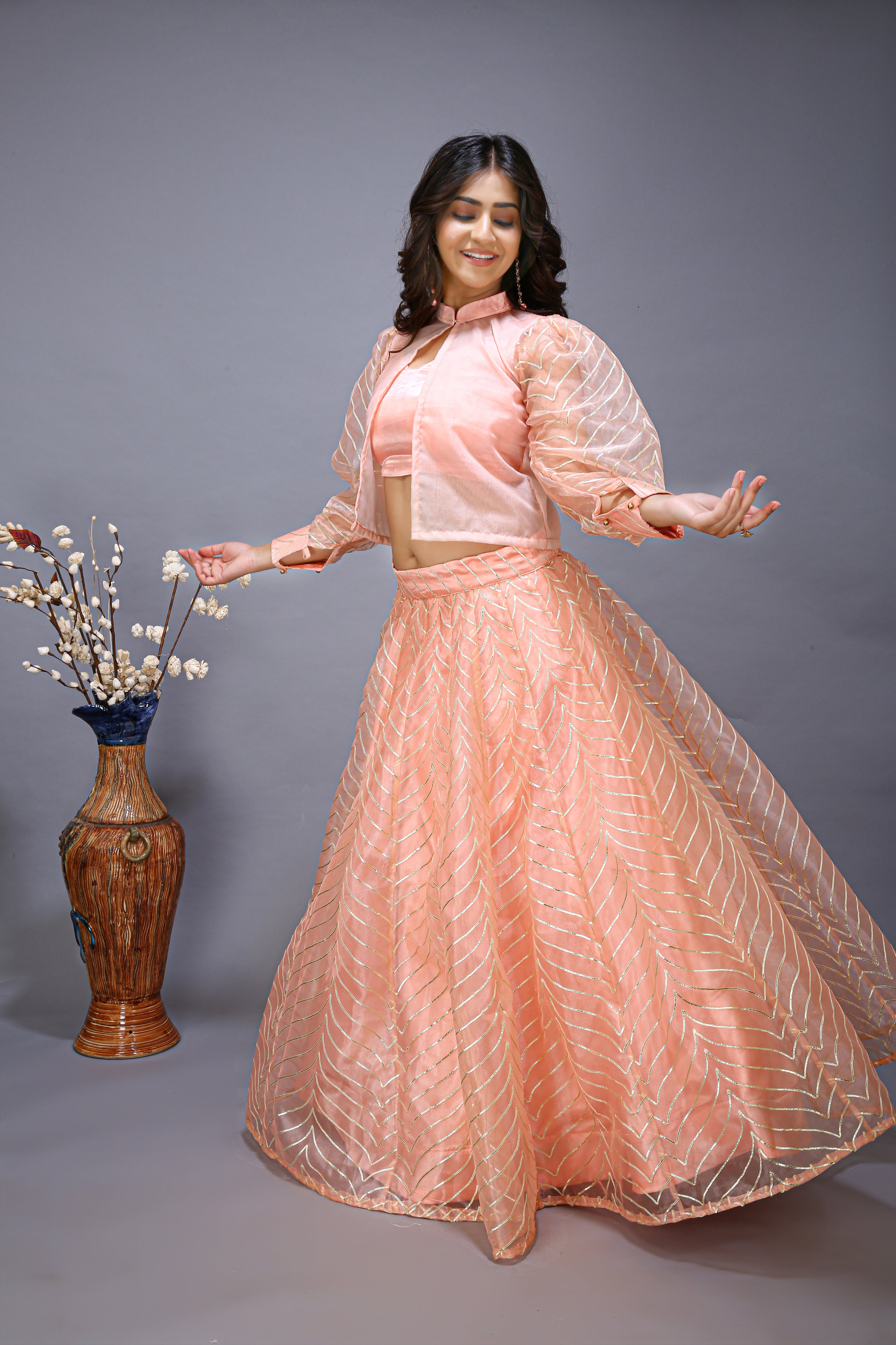 Lehenga Choli With Stylist Shrug