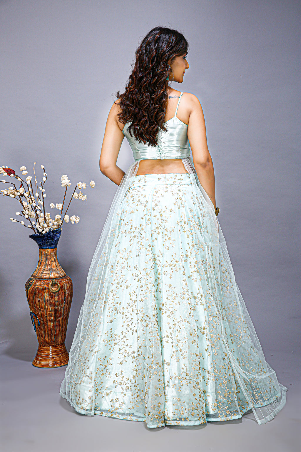 Beautiful Embroidered made lehenga choli with Sequence work - back view