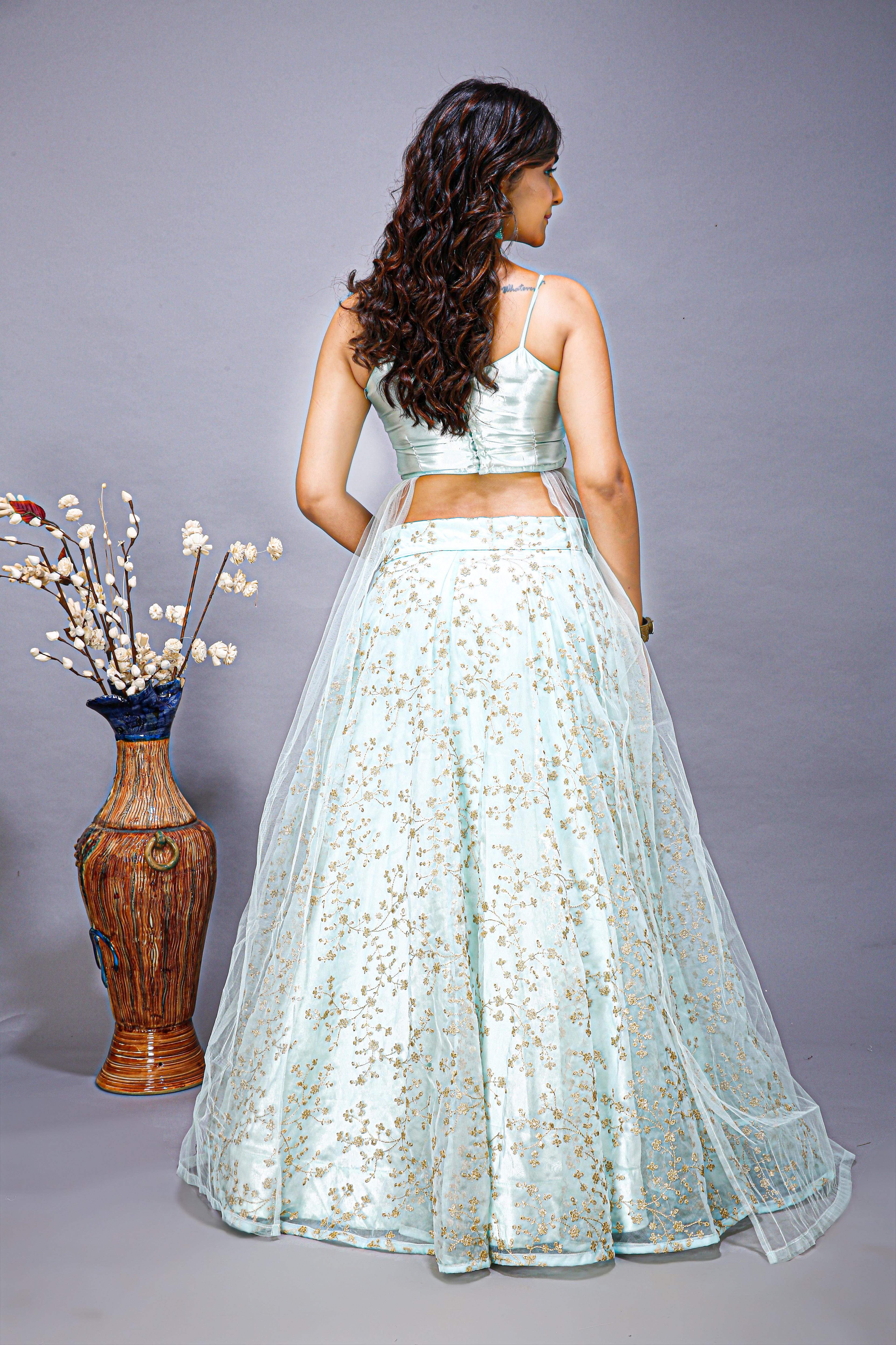 Beautiful Embroidered made lehenga choli with Sequence work - back view