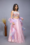 Wedding Party wear Indian Designer Ruffled Lehenga - right side view