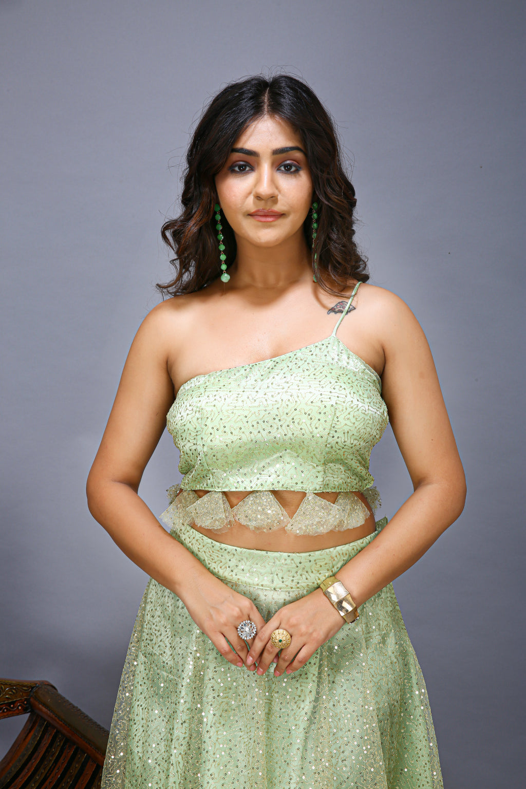 Beautiful and Fancy wear for Resort Slit lehenga choli - front view