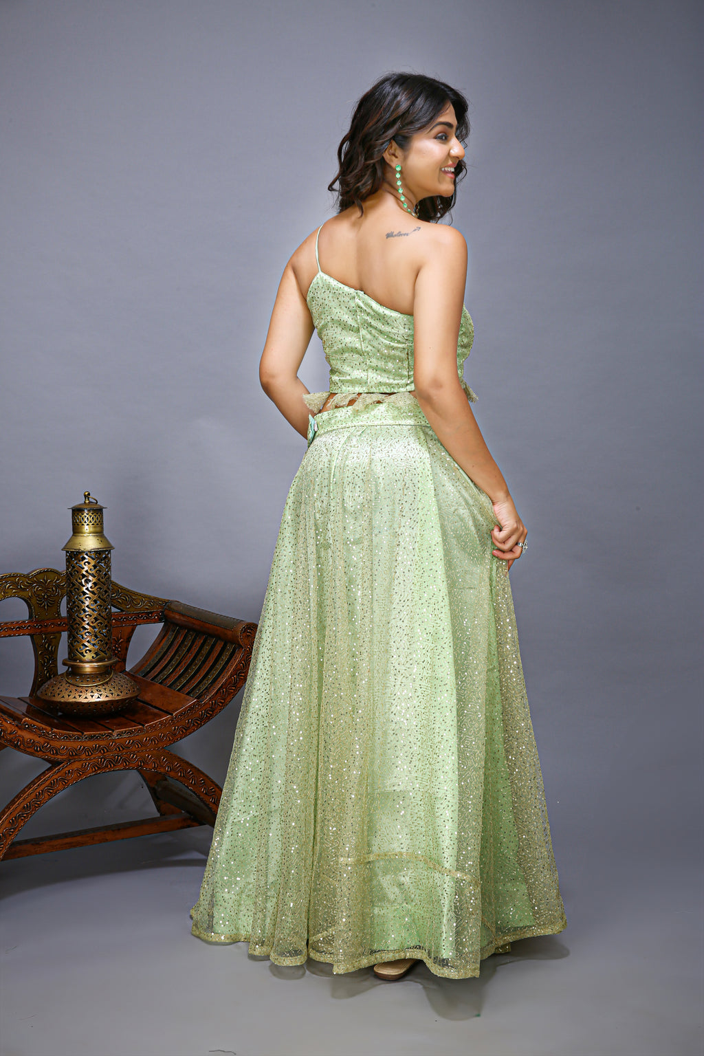 Beautiful and Fancy wear for Resort Slit lehenga choli - right side view