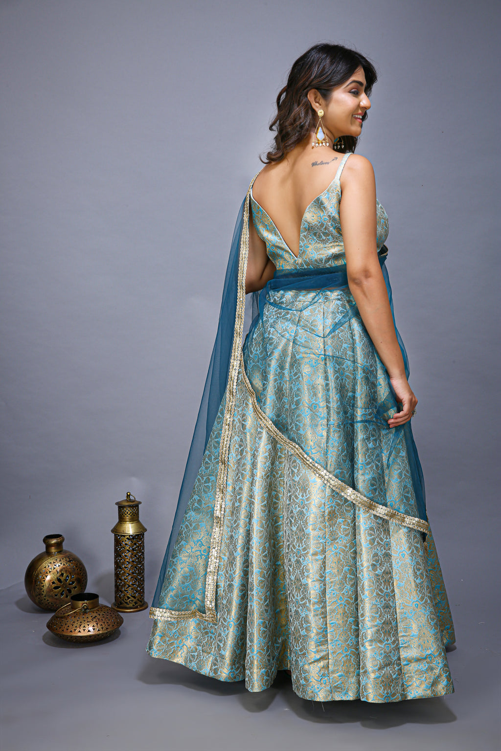 Banarasi Silk lehenga choli - back view