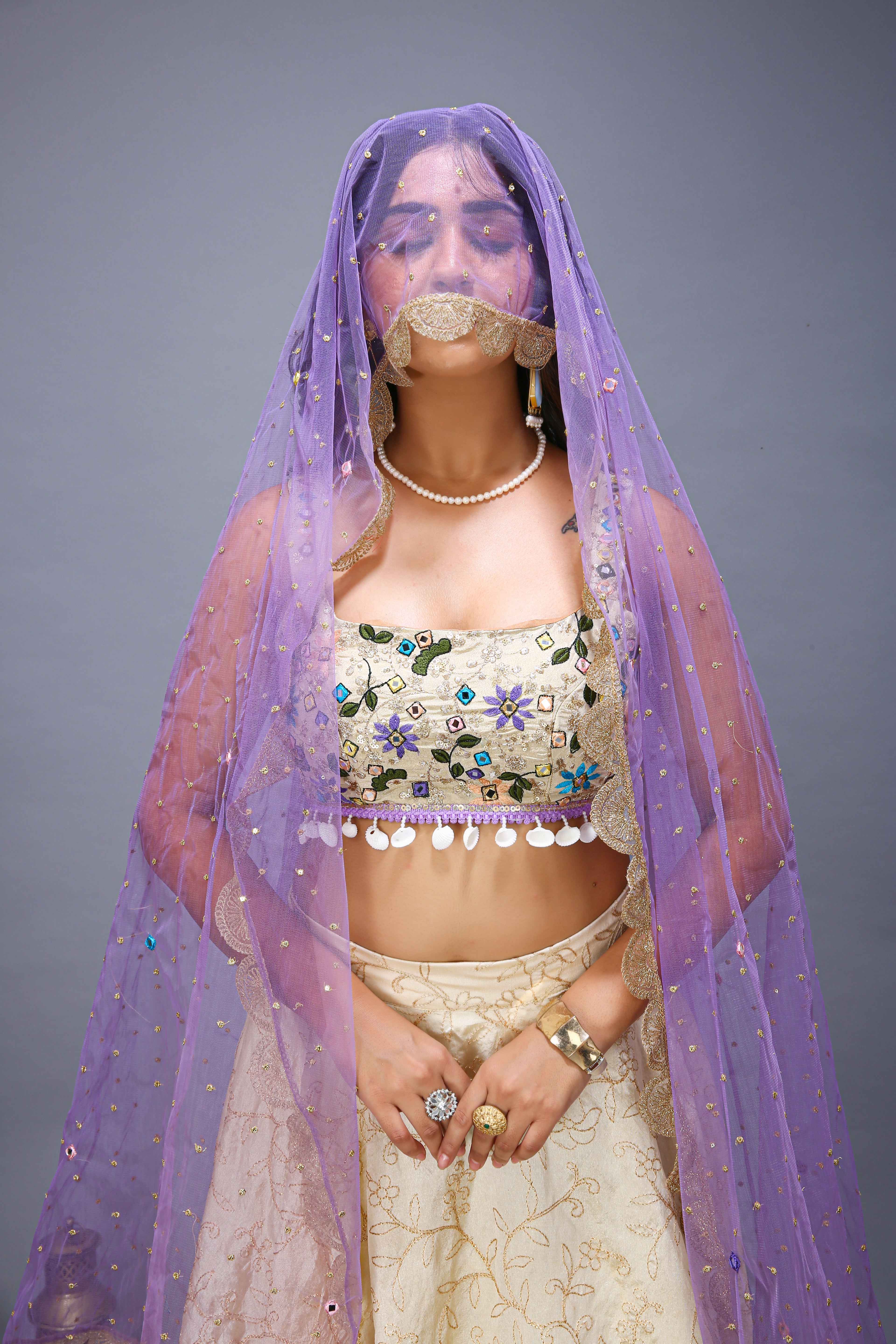 Lavender Exclusive Wedding Party Wear Designer Choli - top view