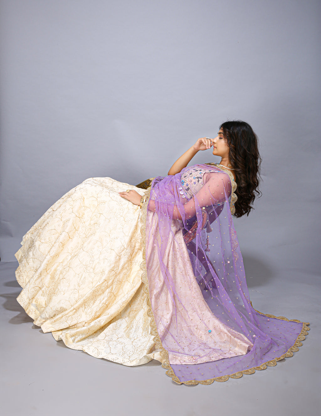 Lavender Exclusive Wedding Party Wear Designer Choli - left side view
