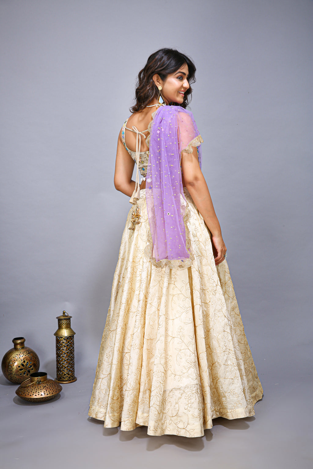 Lavender Exclusive Wedding Party Wear Designer Choli - right side view