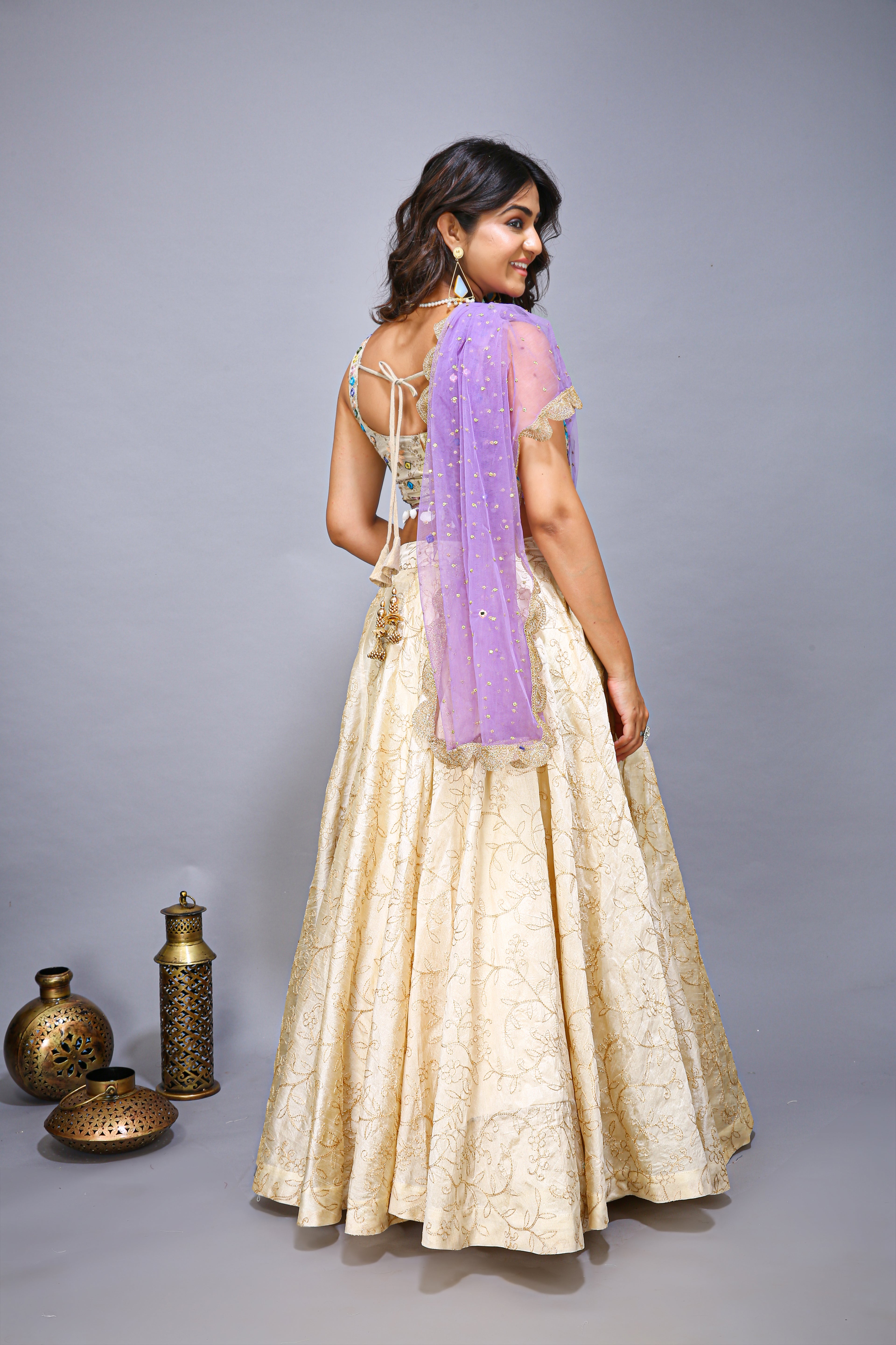 Lavender Exclusive Wedding Party Wear Designer Choli - right side view