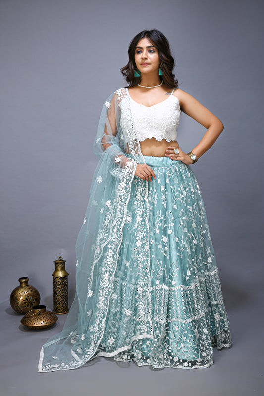 Sky blue lehenga choli