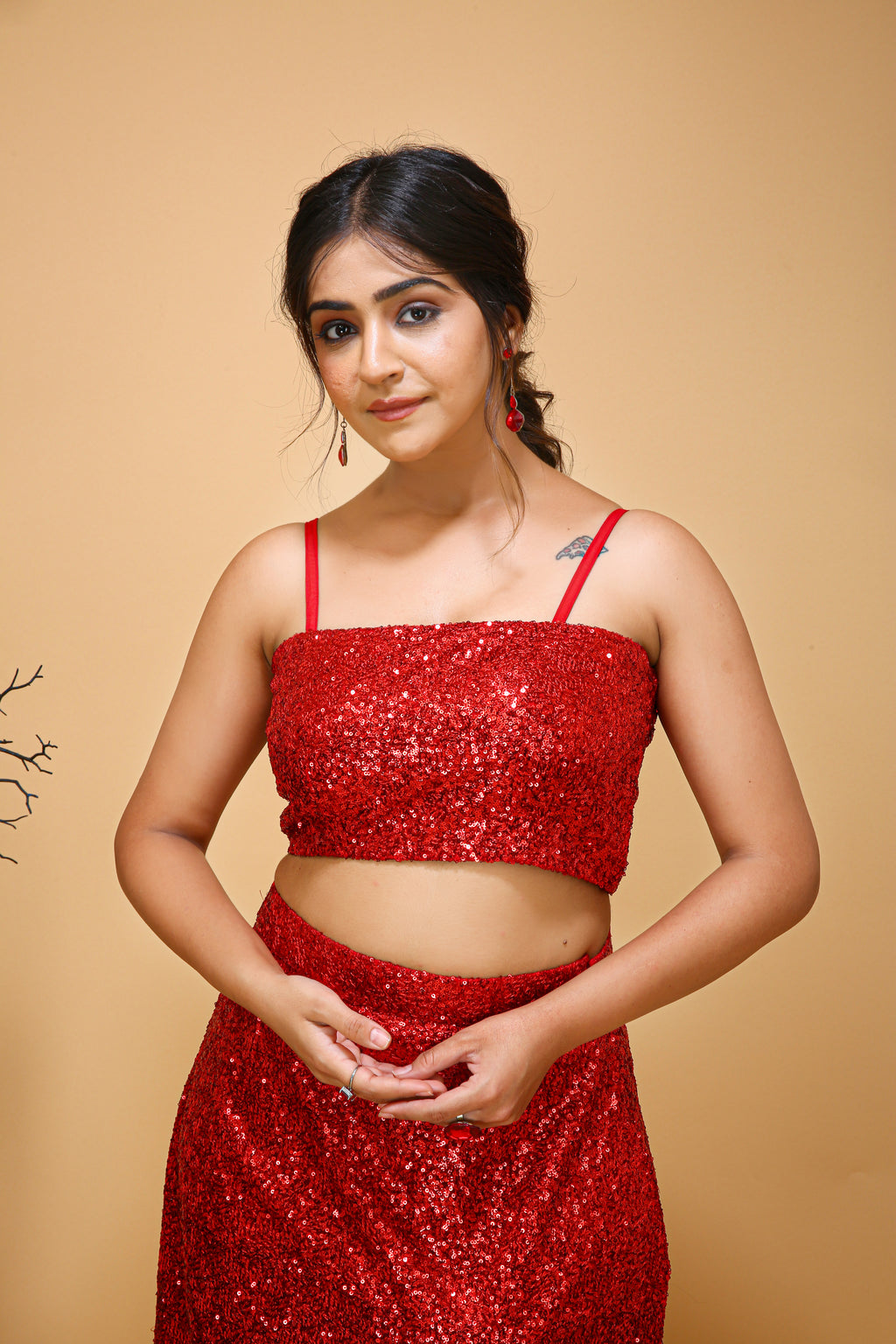 Wine Western skirt - top view