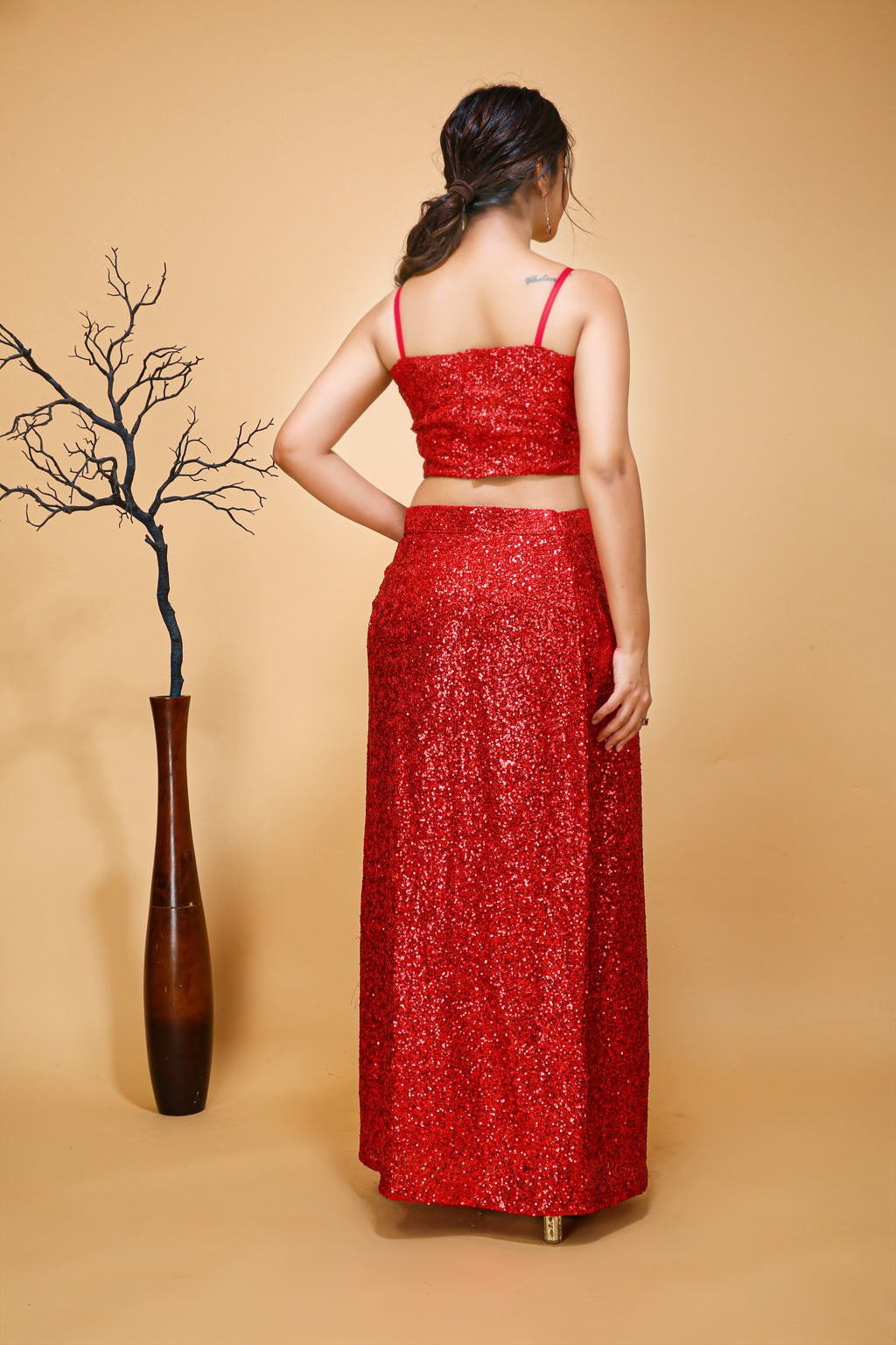 Wine Western skirt - back view