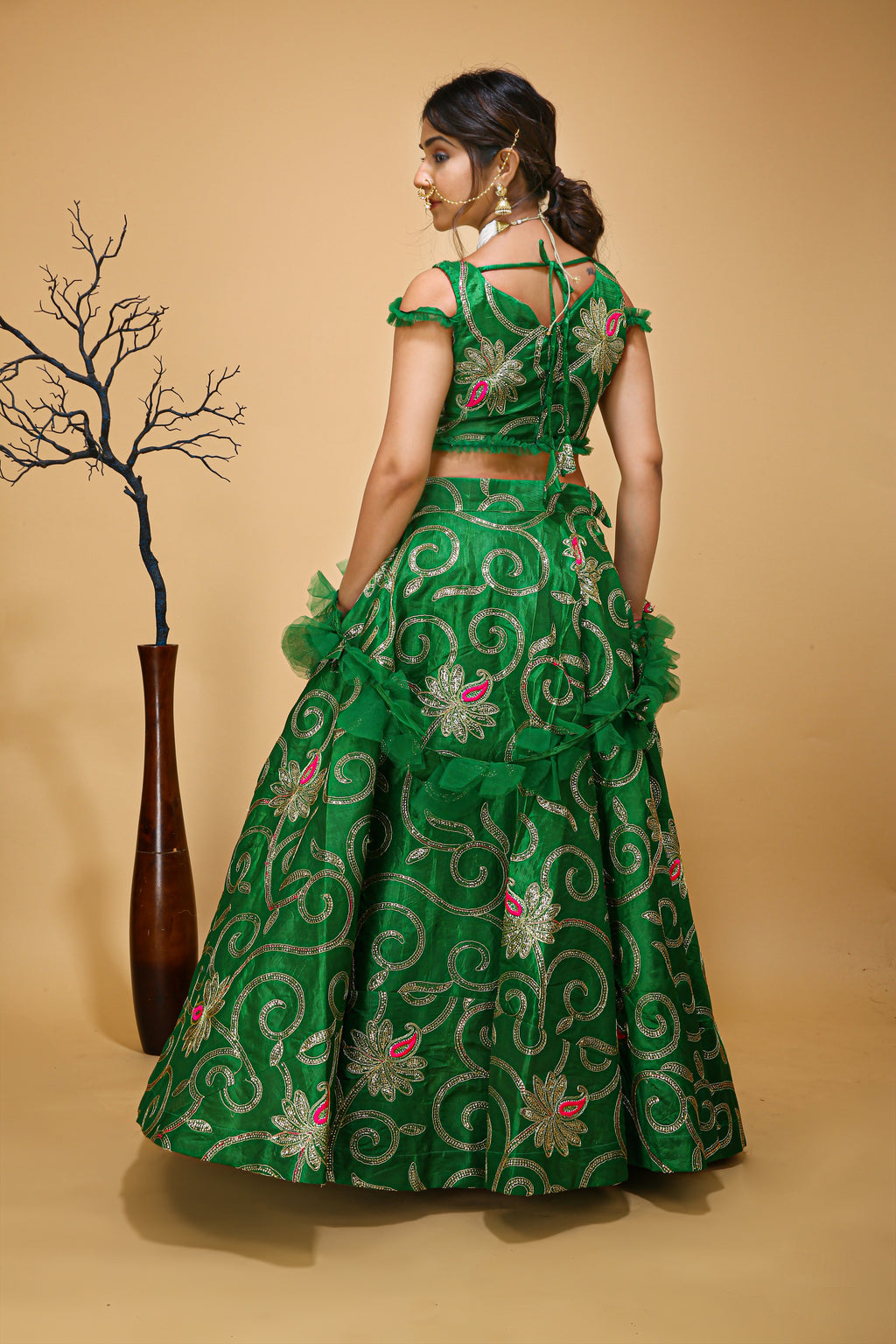 Queen Lehenga Choli With Green Traditional Vibes - left side view