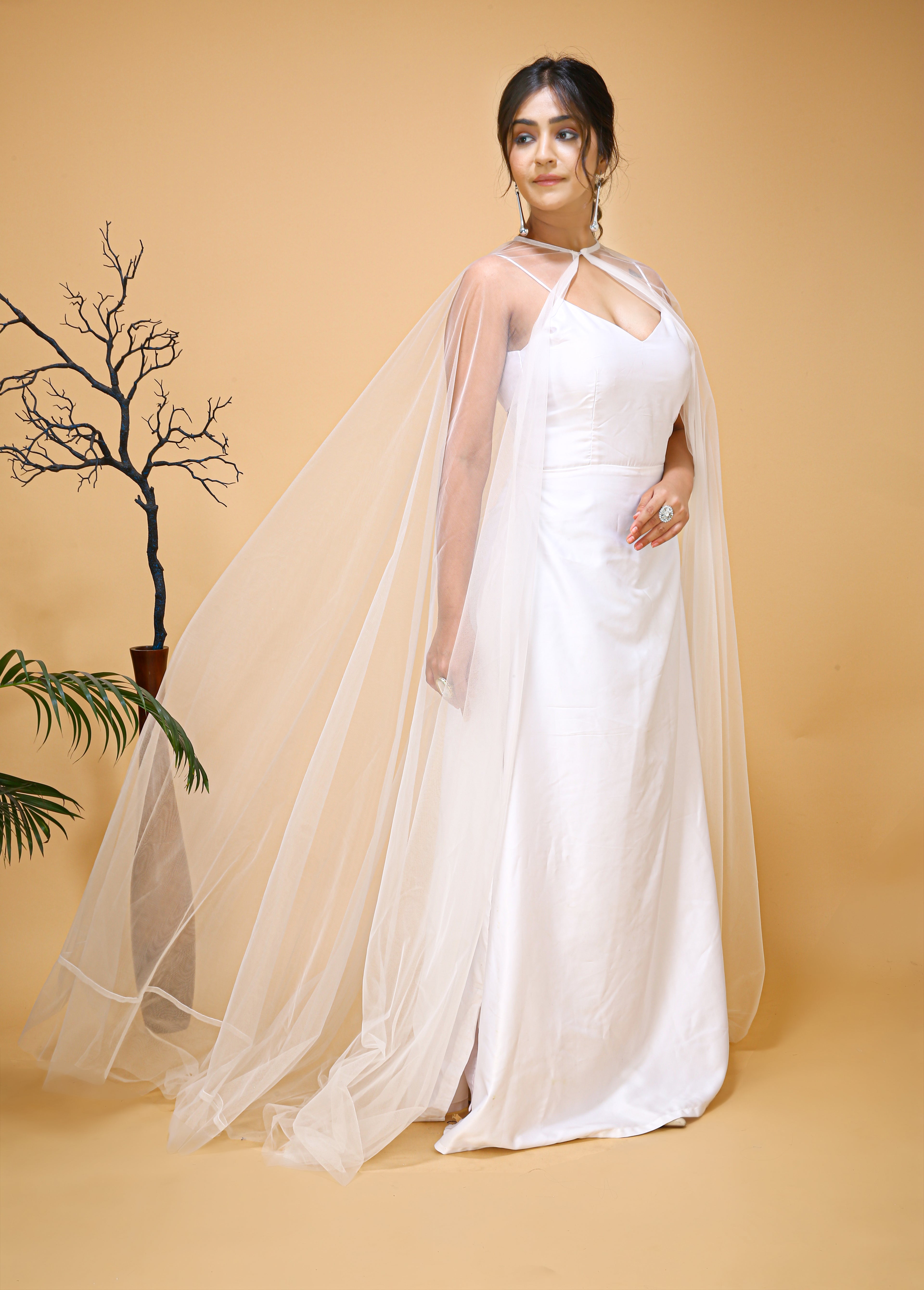 White Cape Wedding Dress Cover Up