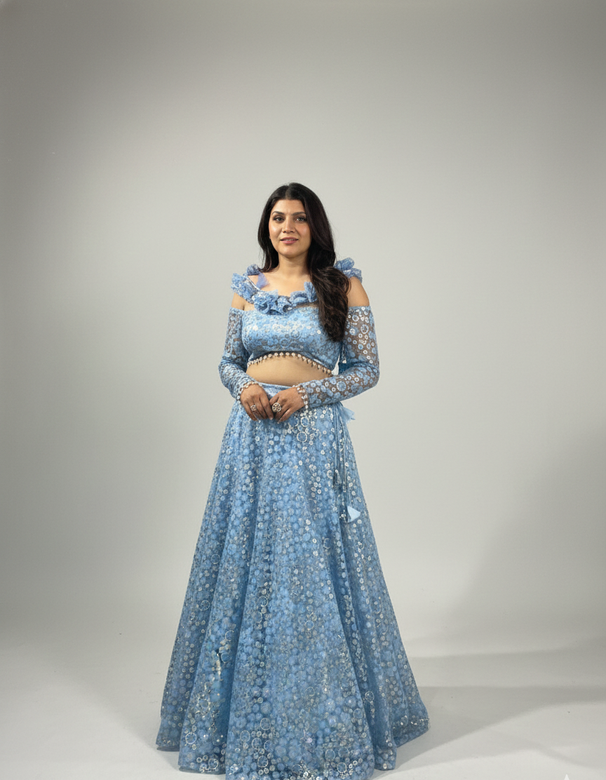 Skyblue Lucknowy lehenga
